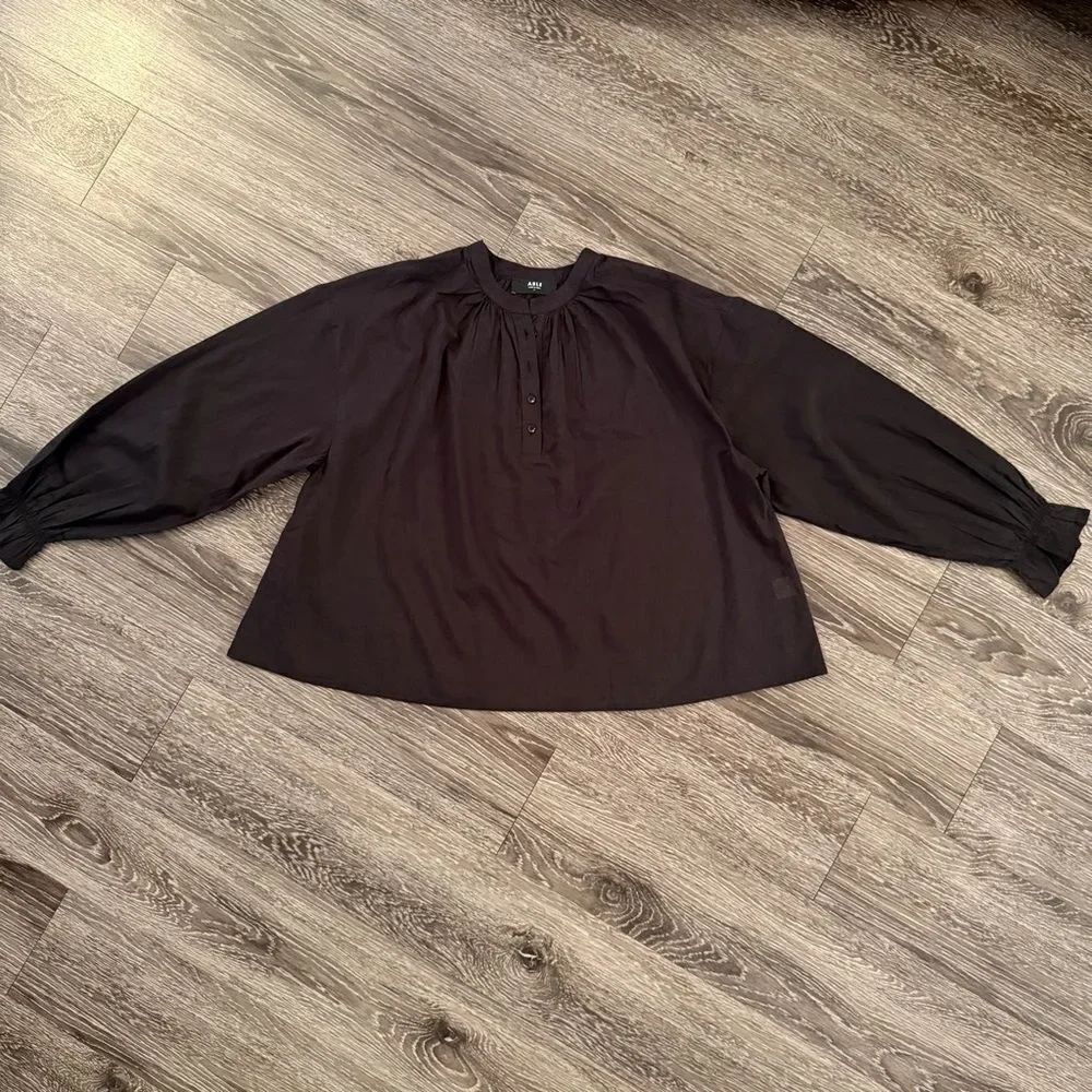 Able Cotton Balloon Sleeve Half Button Blouse